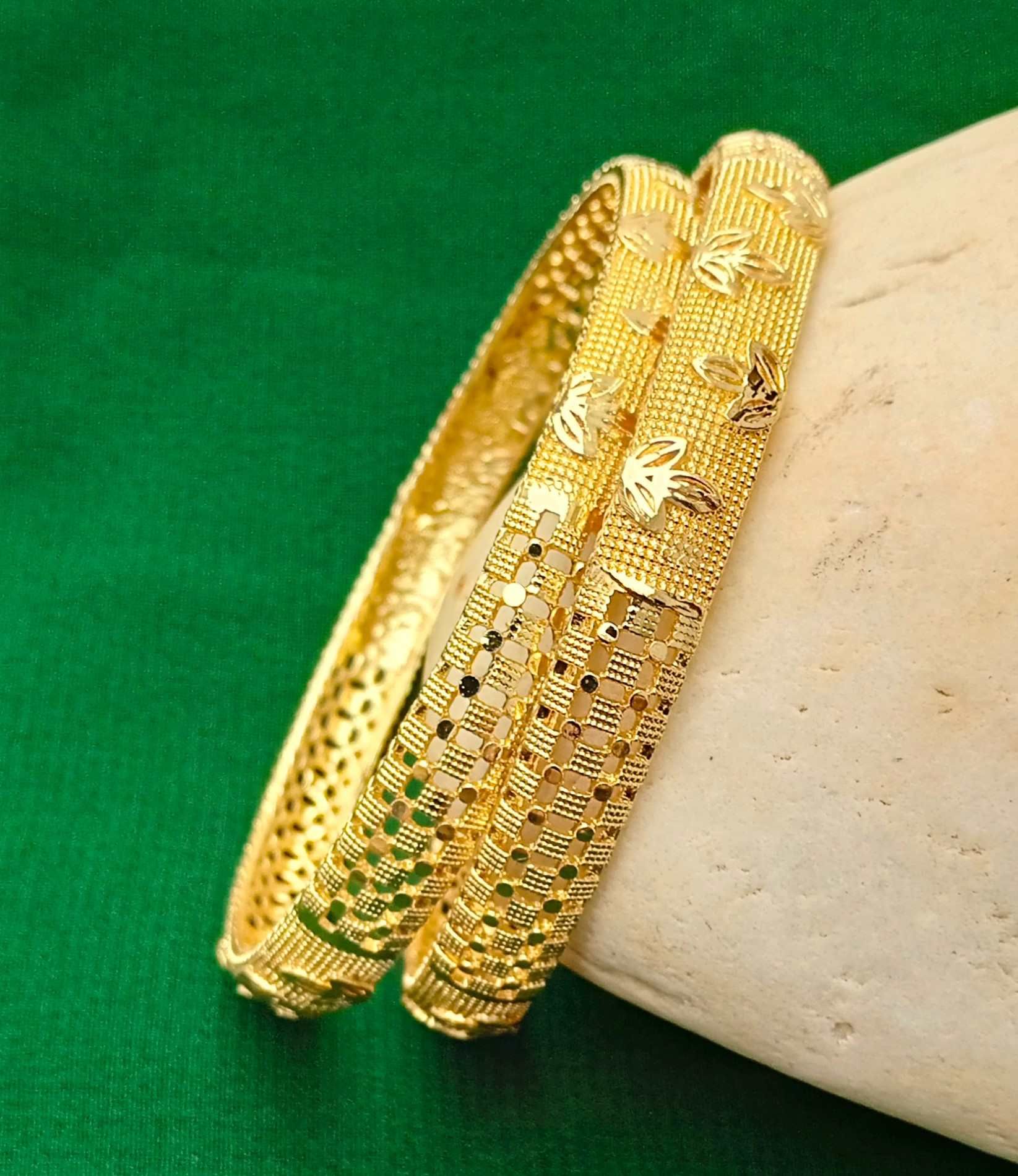 Gold Plated Designer Bangles Set for Women - Traditional Ethnic Kada