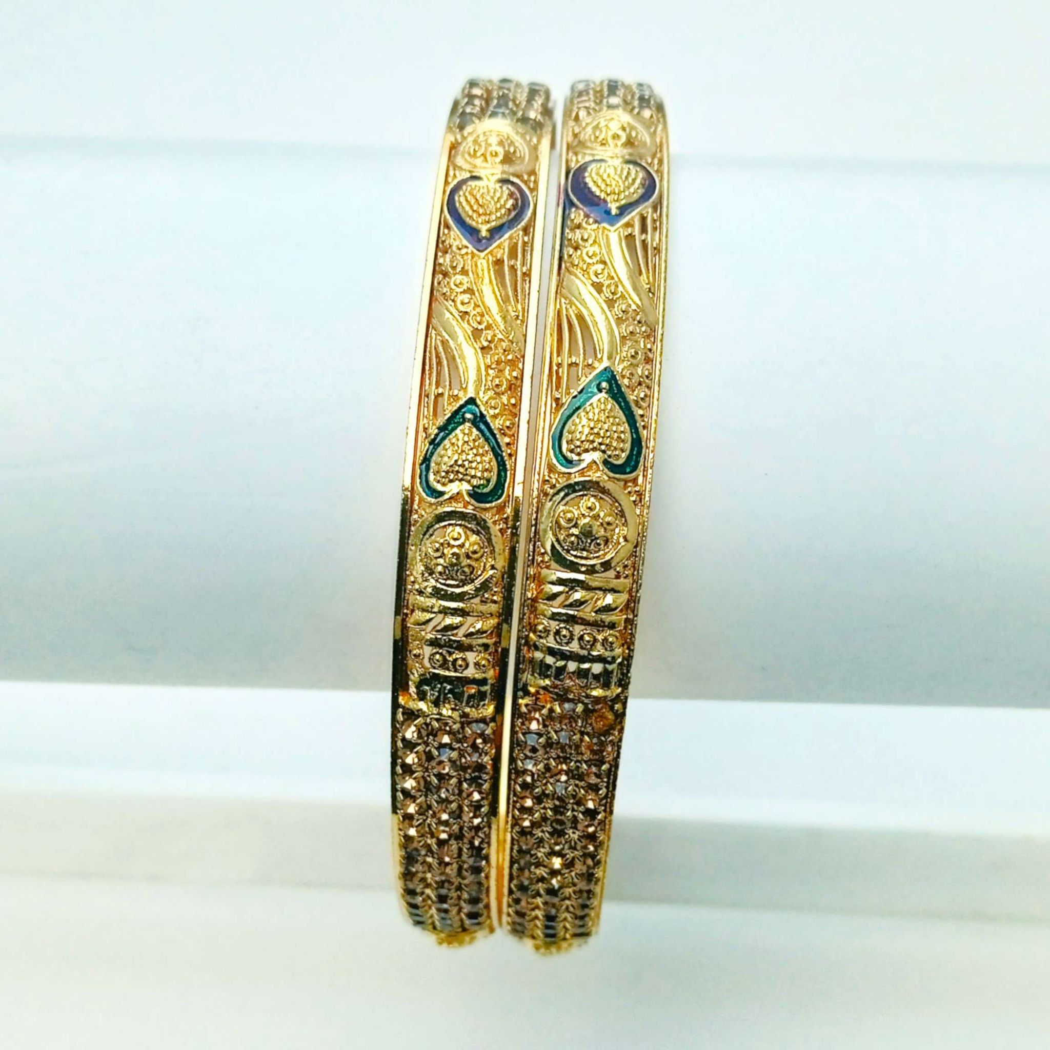 Elegant Gold Plated Bangles "Traditional Minakari and Stone Kada" . 