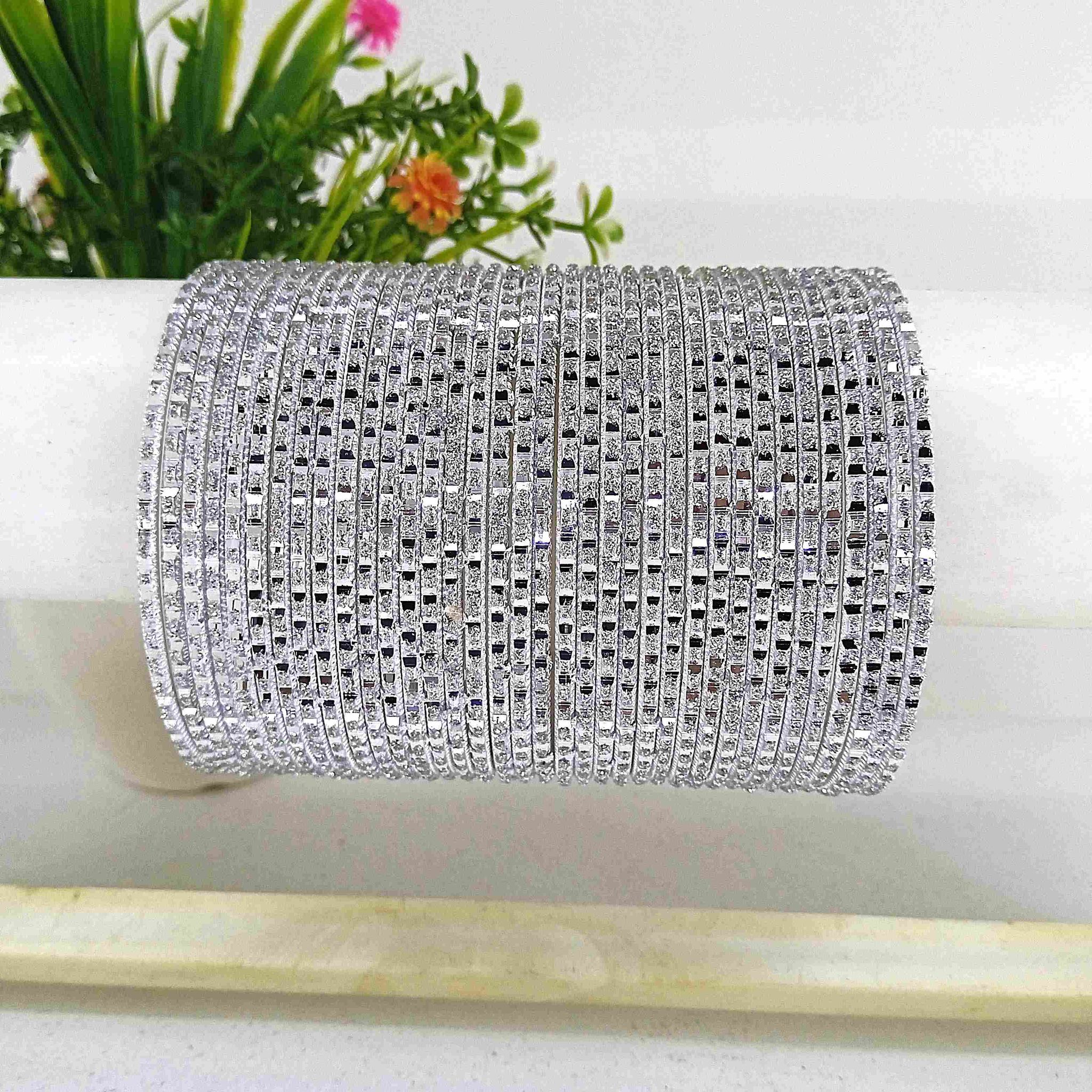 Metal Silver Bangles "fancy Cut Set of 36".