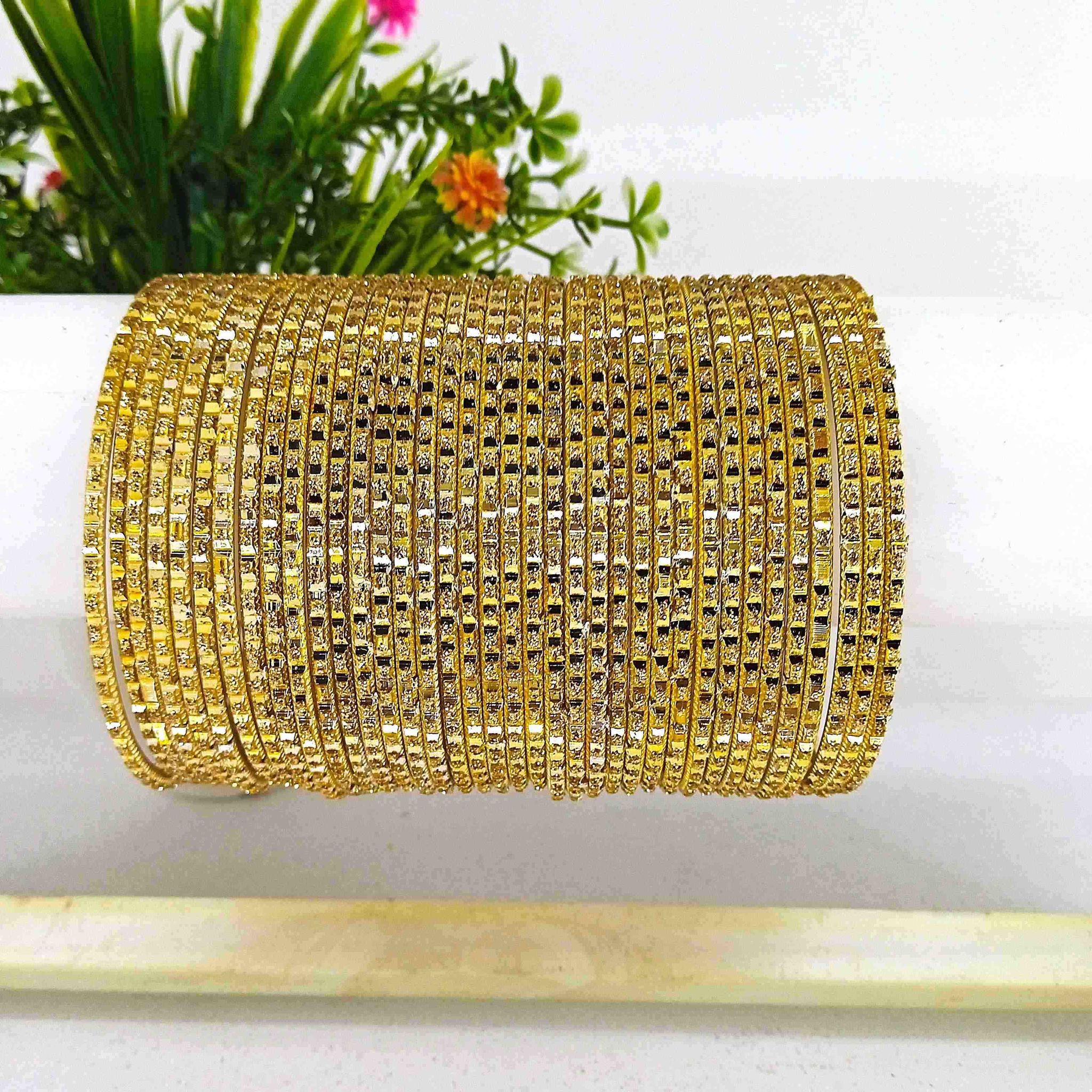 Metal Golden Fancy Bangles "Set of 36".