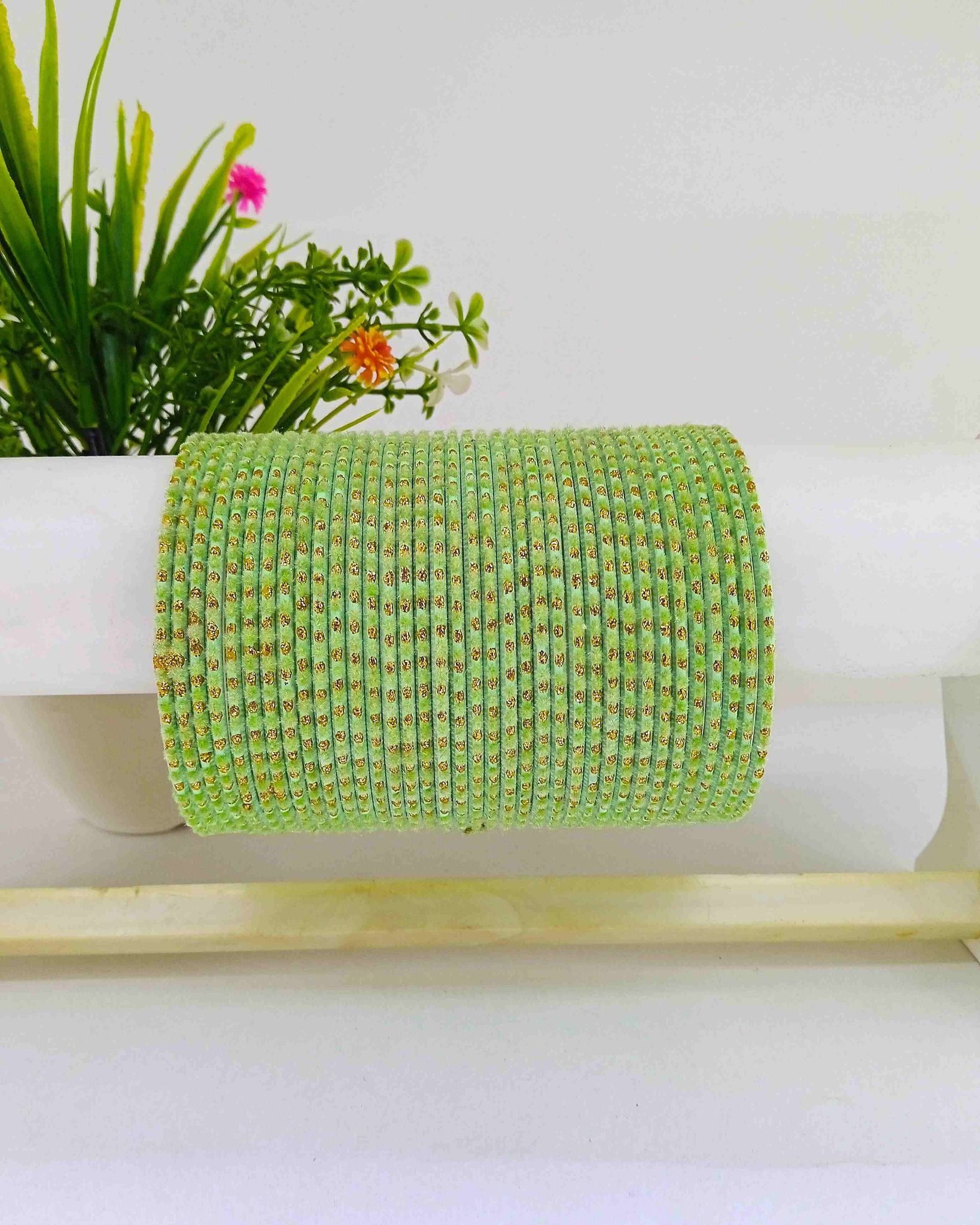 Metal Velvet Dotted Bangles for women "Set Of 36" 