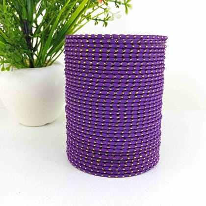 Metal Velvet dotted Bangles "Plum Purple Color "Set of 36".