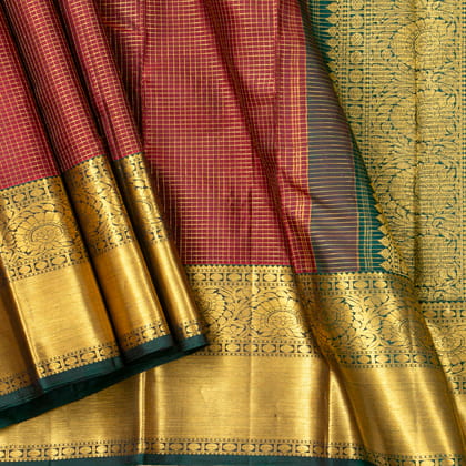 Maroon And Green Kanchipuram Silk Saree For Wedding Wear PV NYC 1542