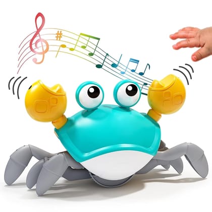 Crawling Crab Infant Tummy Time Toys for Kids | Kids Electronic Musical Light Up Toy with Automatically Avoid Obstacles Build in Rechargeable Battery