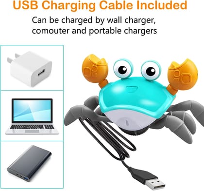 Crawling Crab Infant Tummy Time Toys for Kids | Kids Electronic Musical Light Up Toy with Automatically Avoid Obstacles Build in Rechargeable Battery