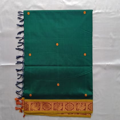 Pure Cotton Saree with Blouse- Green