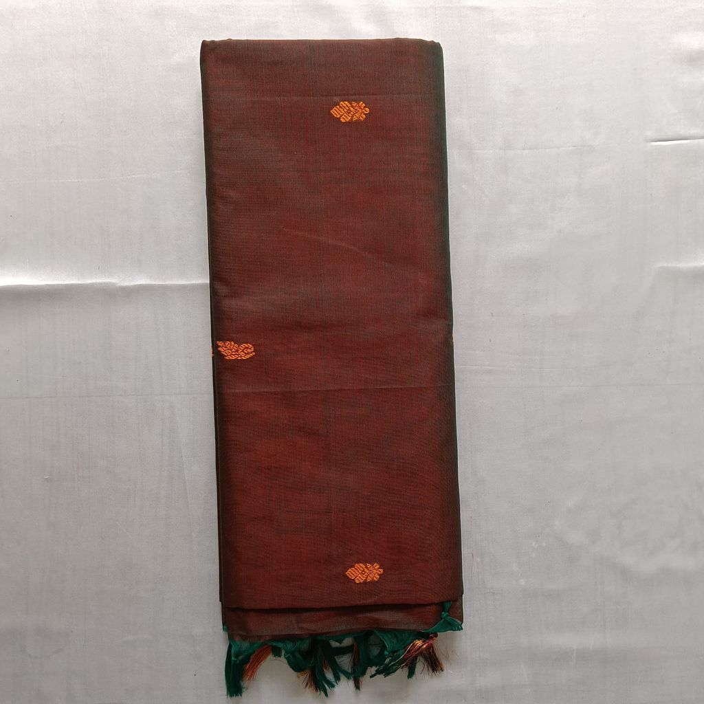 Pure Cotton Saree with Blouse- Maroon