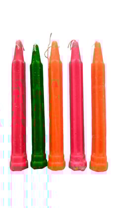 Vibrant Assorted Pillar Candles Set for Festive Decor & Home Ambiance - Pack of 5