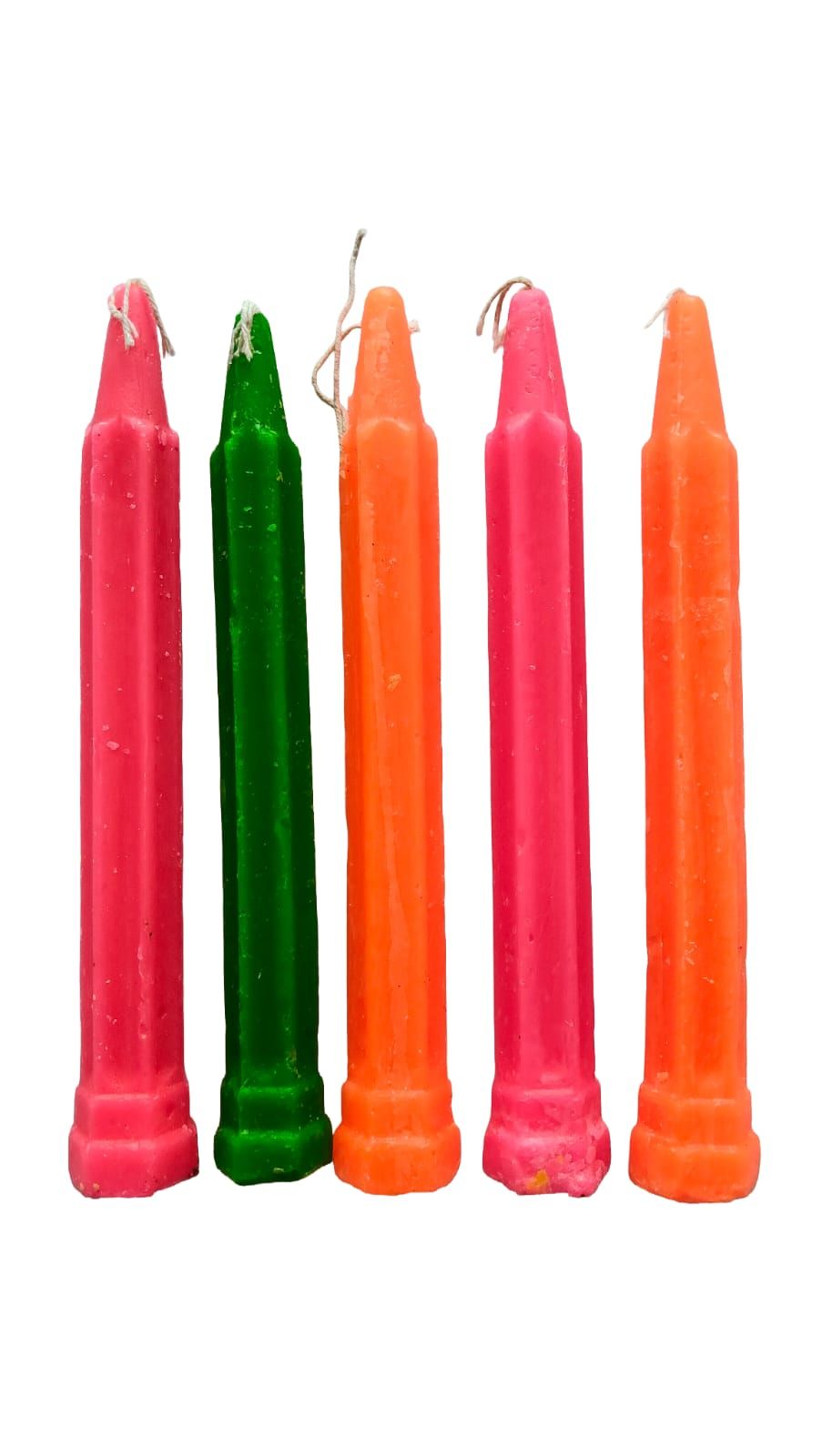 Vibrant Assorted Pillar Candles Set for Festive Decor & Home Ambiance - Pack of 5