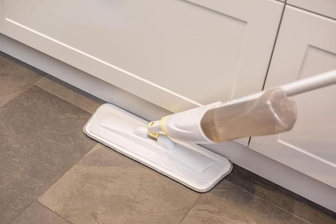 Flat Spray Mop, 2 in 1, Liquid Dispenser and Movable Handle, Water efficient Cleaning High Absorbent Microfiber, for Wet & Dry Surface, Marble Flooring,Tiles Cleaning (Single Mop + 2 Refil)