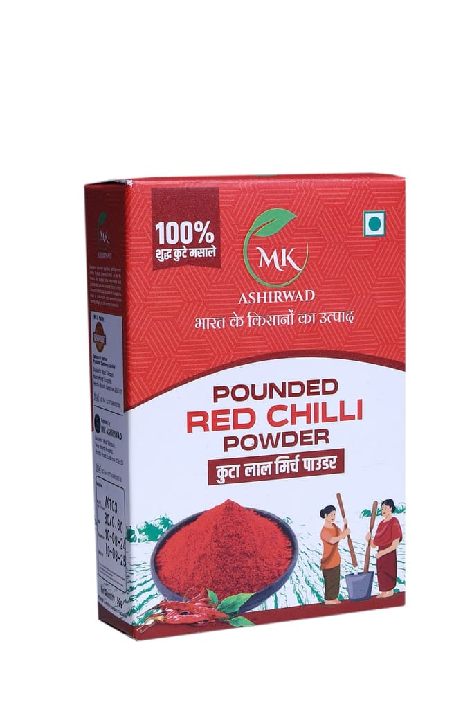 MK Ashirwad Pounded Red Chilli Powder - Pure, Spicy & Authentic Indian Mirch