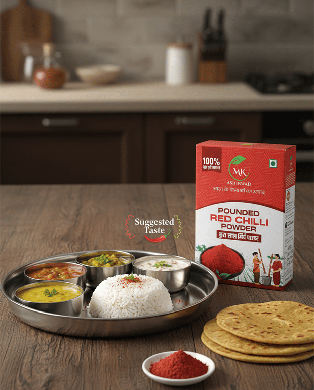 MK Ashirwad Pounded Red Chilli Powder - Pure, Spicy & Authentic Indian Mirch