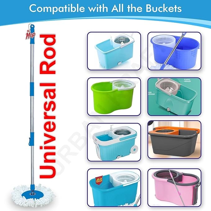 360 Degree Spin Universal Mop Stick Rod with 1 Microfiber Refill / Magical Extendable Handle Pocha for Floor Cleaning - Heavy Rod