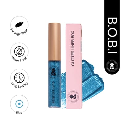 BOBI Glitter Eyeliner Blue | Diamond Sparkle Finish | Waterproof Long Wear | Quick Dry Smudge proof | Felt-Tip Precision | Cruelty-Free Paraben-Free-5ml