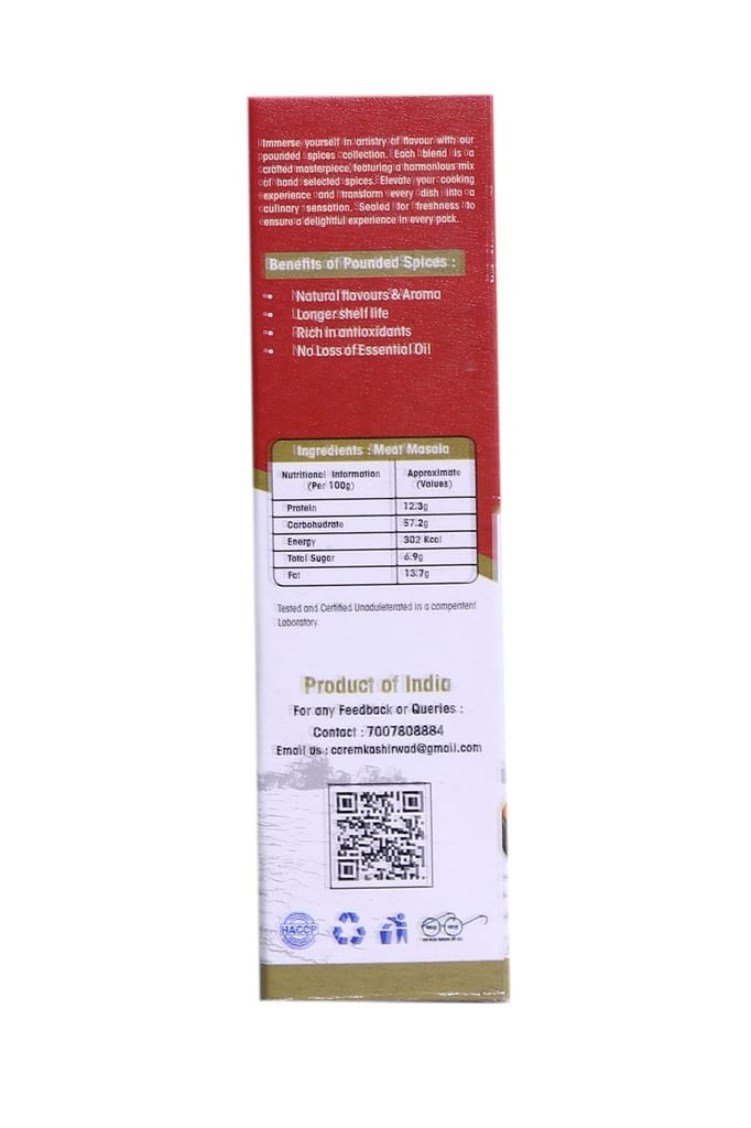 MK Ashirwaad 100% Pounded Meat Masala Powder (50g) - Authentic Indian Spice Blend