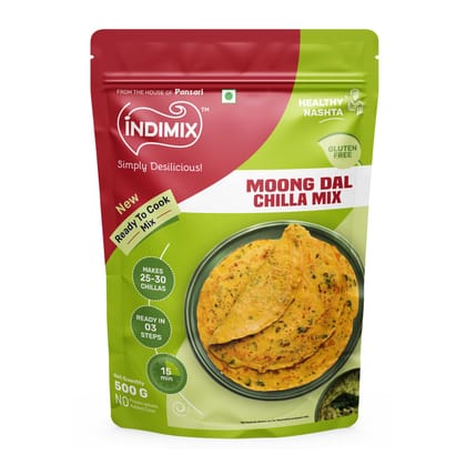 Indimix Ready to Cook Moong Dal Chilla Mix - 500g ( Pack of 20 )