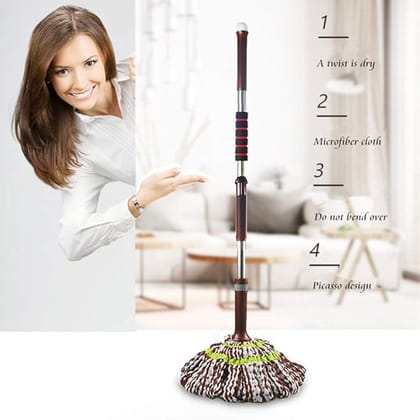 Self Wringing Microfiber Twist Mop for Floor Cleaning Microfiber Squeeze Twist mop Stick for Cleaning with Wringer Pocha for Floor Cleaning Mop(Blue)