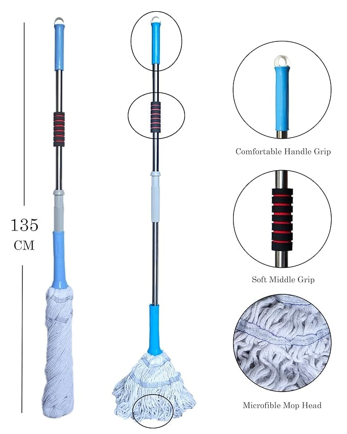 Self Wringing Microfiber Twist Mop for Floor Cleaning Microfiber Squeeze Twist mop Stick for Cleaning with Wringer Pocha for Floor Cleaning Mop(Blue)