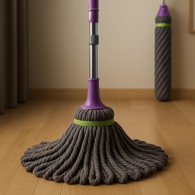 Floor Cleaning Microfiber Twist Mop, Self-Wringing Long Handle Reusable Cleaning Pocha (1Pcs)