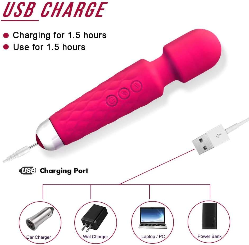 Qawvler Vibrator 360° Silicone Rotate Head Personal Massager & Deep Intensity High Pleasure USB Rechargable Massager Multicolor (Pack of 1)