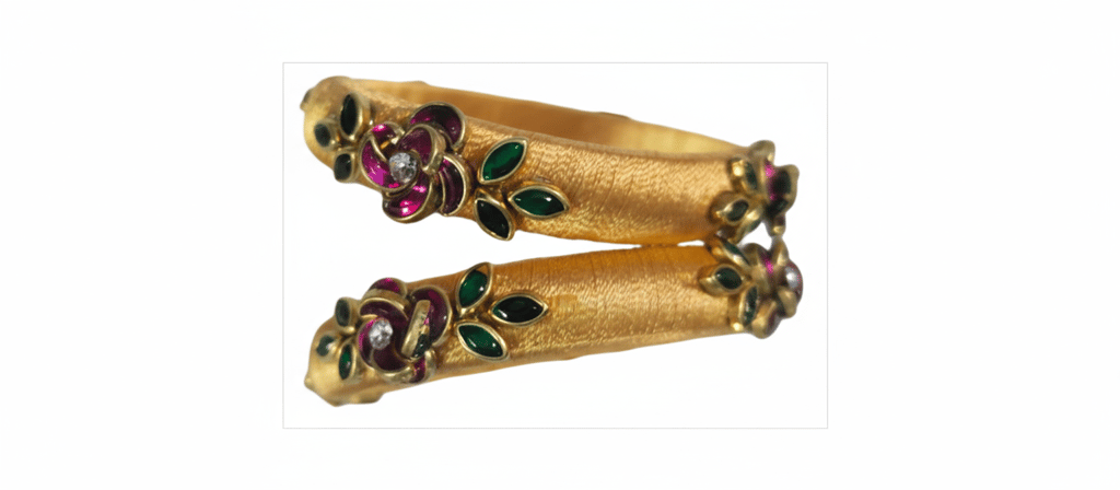 Silk Thread & Embellished Gold Bangles - Elegant Collection