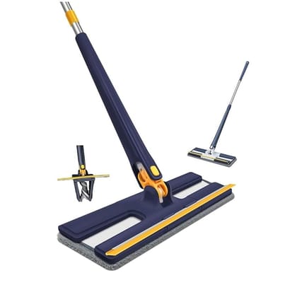 Moppers for Cleaning Floor with Wiper and Stainless-Steel Handle | Mop for Home Cleaning Floor Easy to Clean Floor, Glass, Roof, Wall |Home|Office|Hotels|Hospitals|1 Extra Pad Free (Blue)