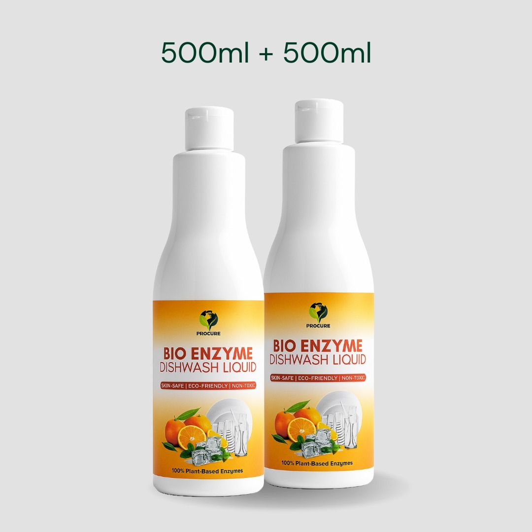Procure Bio Enzyme Dishwash Liquid 1L (500ml x 2) | Skin-Safe, Eco-Friendly, Plant-Based