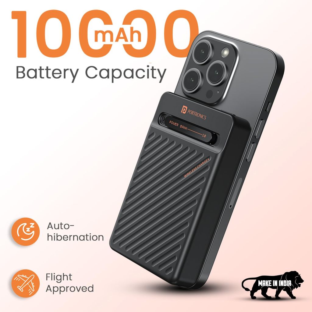 Portronics Chyro 10000mAh 15W Magnetic Wireless Fast Charging Powerbank with MagSafe