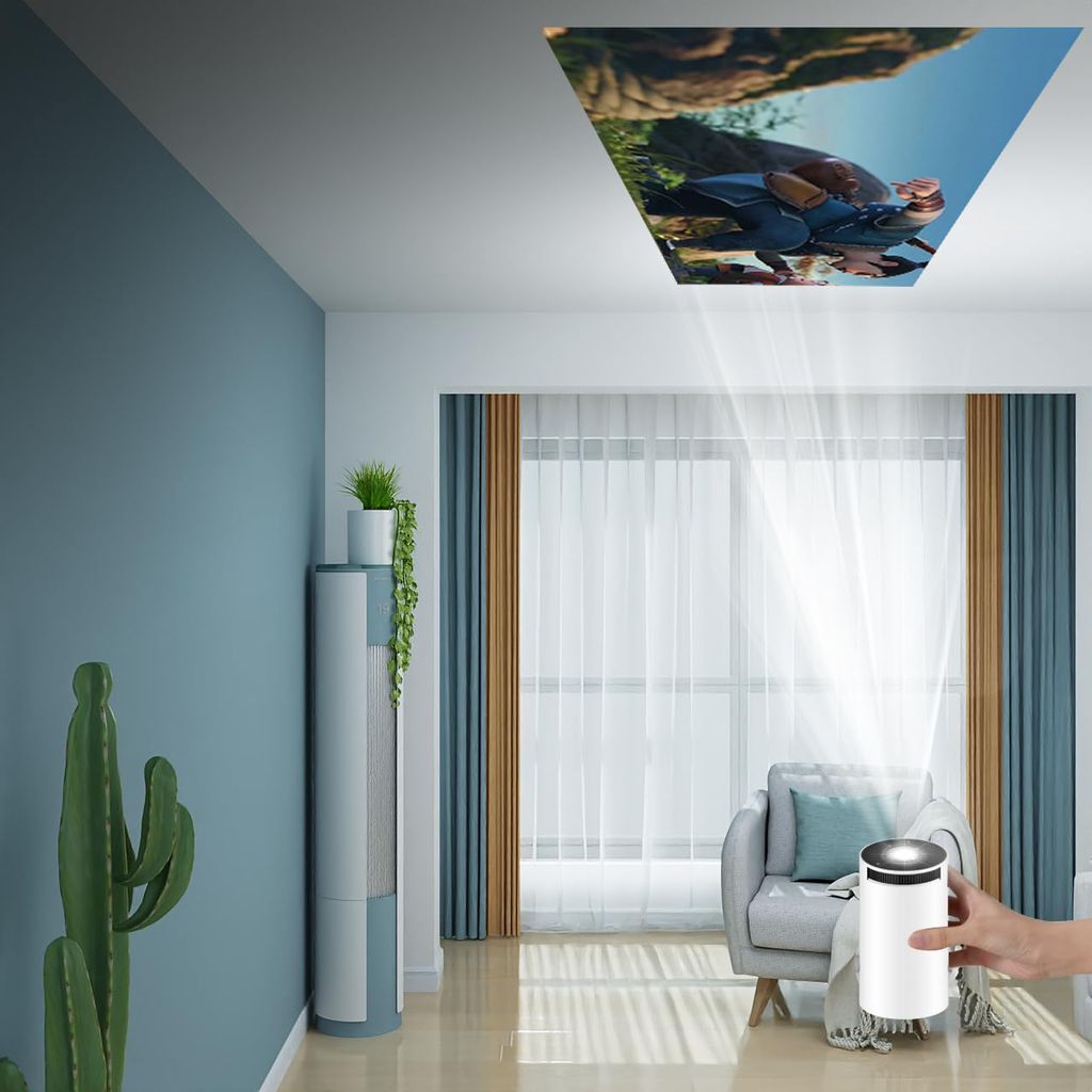 Portable Mini Projector, 4K 1080P Full HD Projector, Support Video Projector, Cinema Projector 180 Can Be Rotated, Android 11, Compatible with TV Stick/Windows/iOS/Android and Built-in Apps (Netflix, Prime, YouTube)