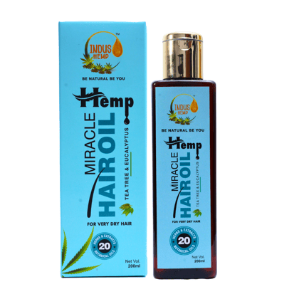 INDUS HEMP MIRACLE HAIR OIL | 200ML | TEA TREE & EUCALYPTUS | FOR VERY DRY HAIR | 20 HERBS & BOTANICAL OILS |