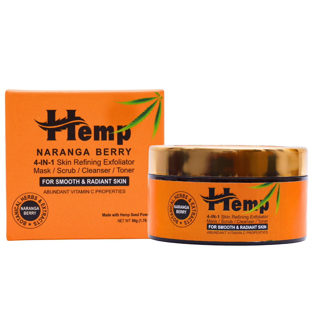 INDUS HEMP NARANGA BERRY| 4-IN-1 SKIN REFINING EXFOLIATOR MASK / SCRUB / CLEANSER / TONER | FOR HEALTHY & GLOWING SKIN