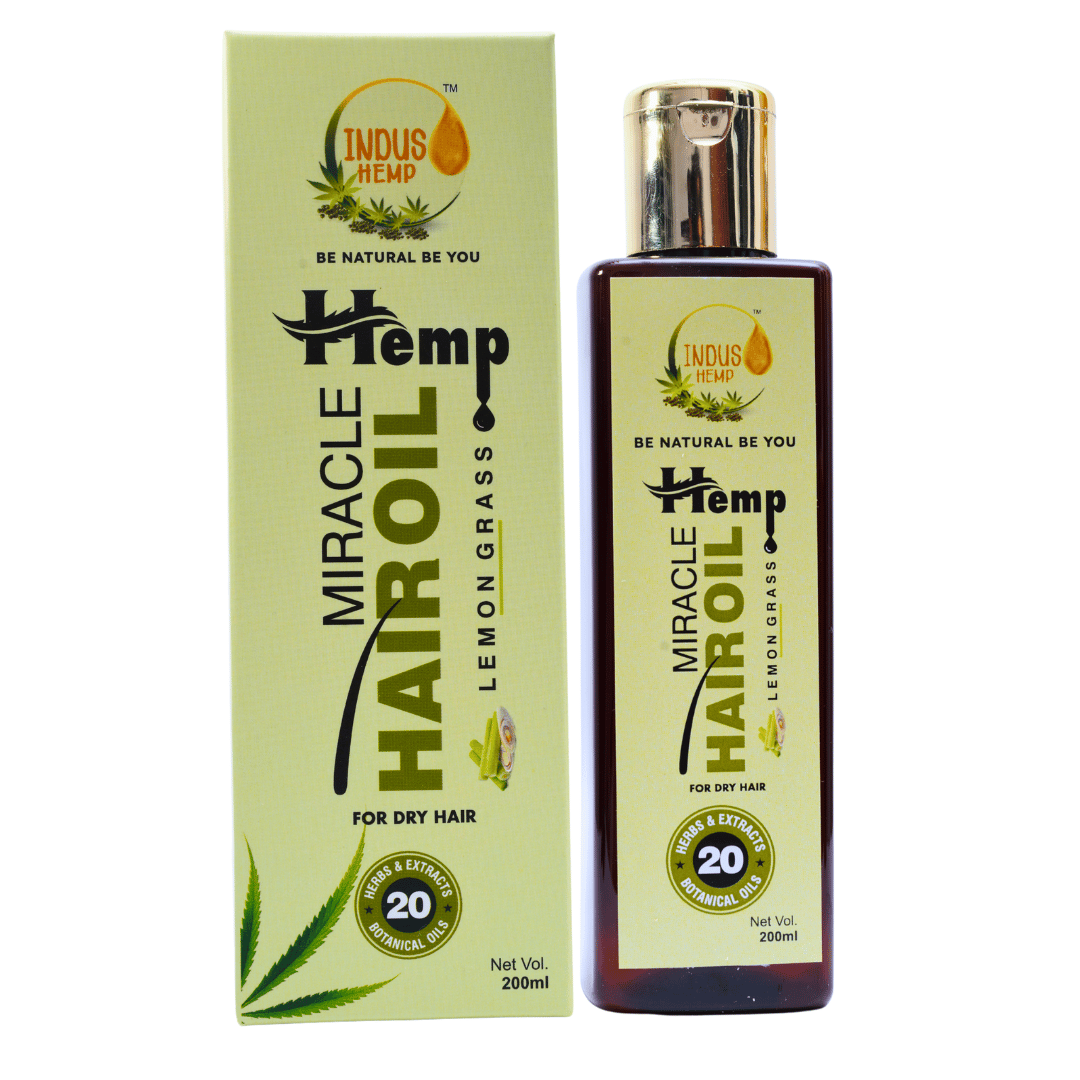 INDUS HEMP MIRACLE HAIR OIL | 200ML | LEMON GRASS | FOR DRY HAIR | 20 HERBS & BOTANICAL OILS |