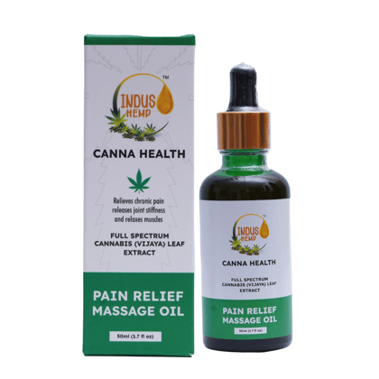 INDUS HEMP CANNA HEALTH | PAIN RELIEF MASSAGE OIL | FULL SPECTRUM CANNABIS (VIJAYA) LEAF EXTRACT