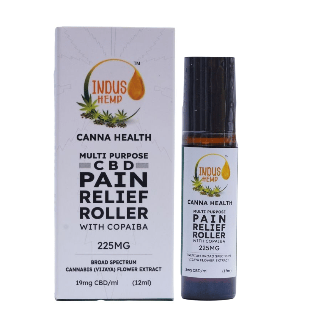 INDUS HEMP CANNA HEALTH | CBD PAIN RELIEF ROLLER | BROAD SPECTRUM CANNABIS (VIJAYA) FLOWER EXTRACT WITH COPAIBA | 225MG