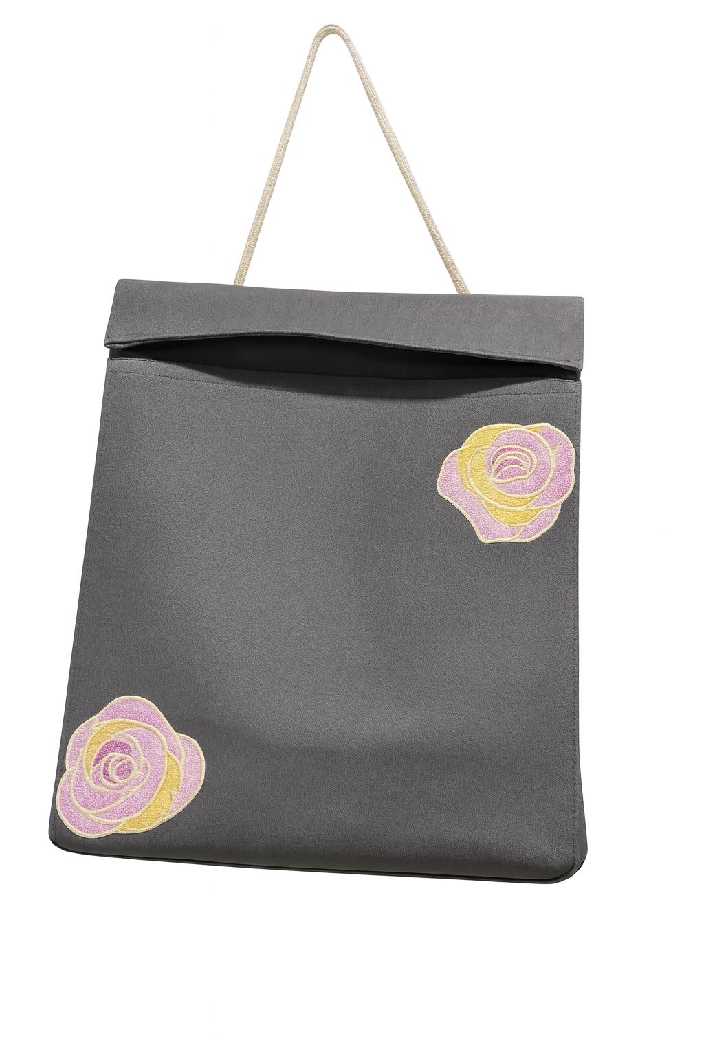 Black paper gift bag with pink and yellow heart-shaped cutouts 1Pc