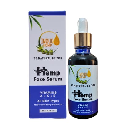 INDUS HEMP FACE SERUM | 50ML | VITAMINS A + C + E | ALL SKIN TYPES