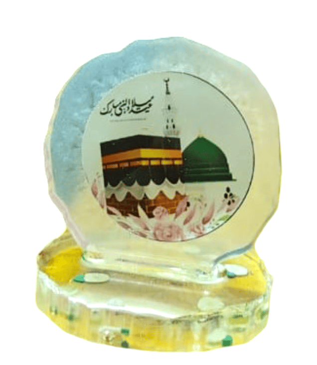 Resin Islamic Mecca Madina Kaaba Green Dome Resin Showpiece | Hajj Umrah Souvenir Decor