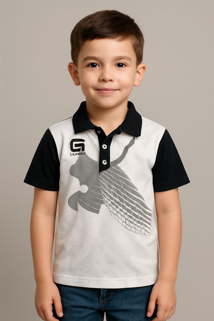 GS Sports Men's/Boys' White & Black Performance Polo T-Shirt