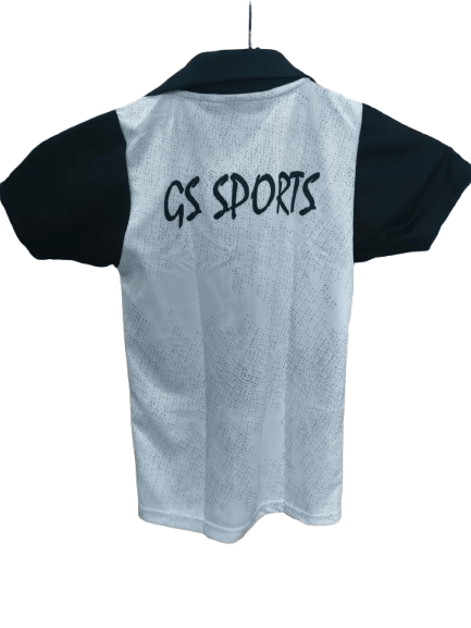 GS Sports Men's/Boys' White & Black Performance Polo T-Shirt