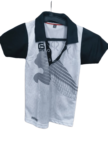 GS Sports Men's/Boys' White & Black Performance Polo T-Shirt