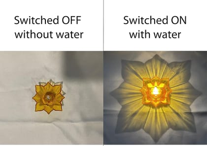 Water Sensor Reflection Led Diyas with Water Sensing Technology E-Diya (Set of 12) Warm Orange Ambient Lights, Battery Operated Led Candles for Home Decor, Festivals Decoration