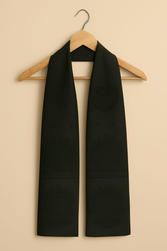 Handcrafted Madhubani Art Silk Stole – Black