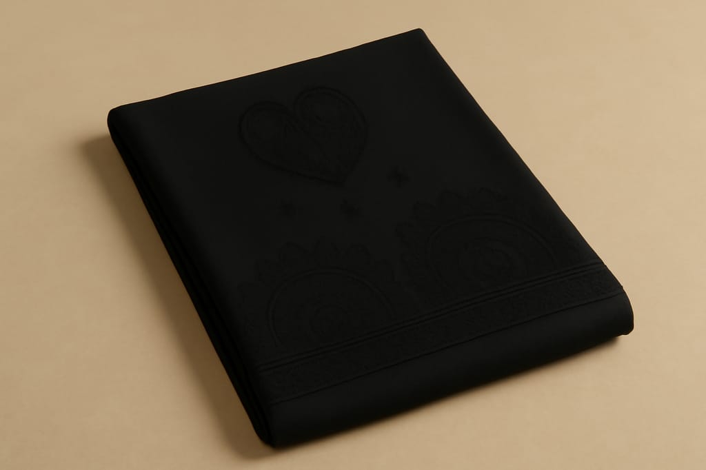 Handcrafted Madhubani Art Silk Stole – Black