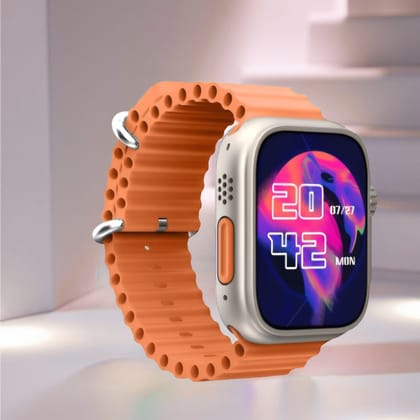 Premium Smartwatch with Vibrant Orange Ocean Band & HD Display - Fitness & BT Calling