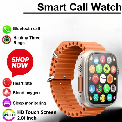 Smart Call Watch: 2.01" AMOLED HD Touch, Bluetooth Calling, HR, SpO2, Sleep Monitor