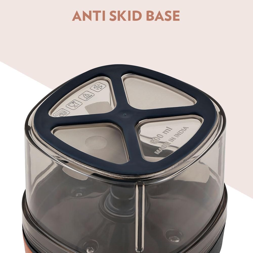 Borosil EazyPull Chopper with 3 Blades, Pull Chopper with Durable String, Mini Chopper for Kitchen, for Chopping Vegetables, Leafy Greens & Herbs, BPA-Free, Unbreakable 600 ml Chopping Bowl