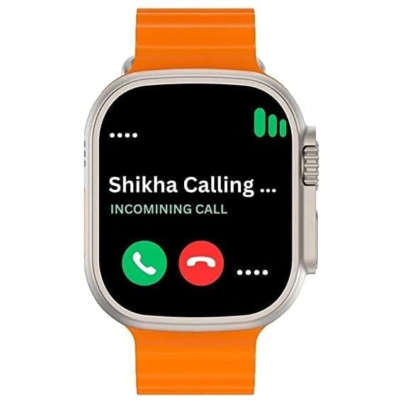 Advanced Smartwatch with Bluetooth Calling, Fitness Tracking & Vibrant Orange Strap