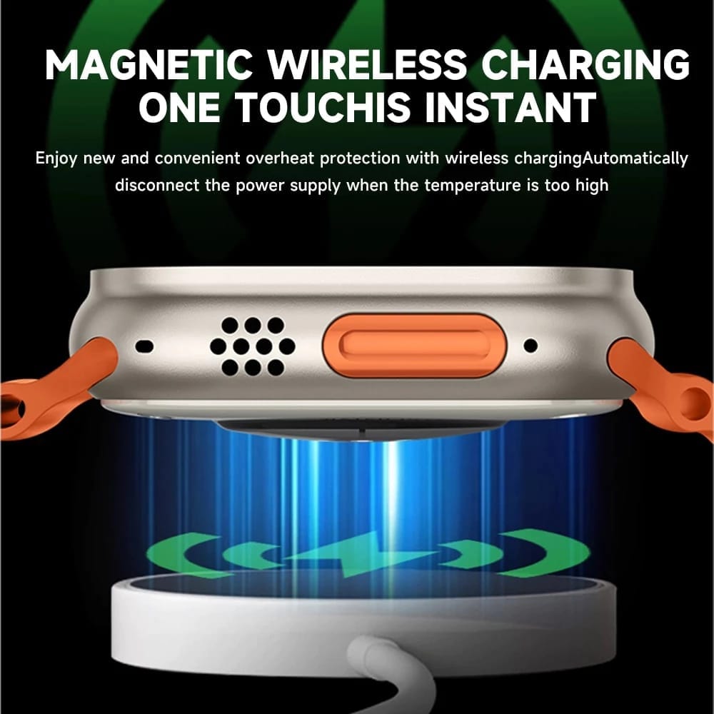 Advanced Smartwatch with Bluetooth Calling, Fitness Tracking & Vibrant Orange Strap