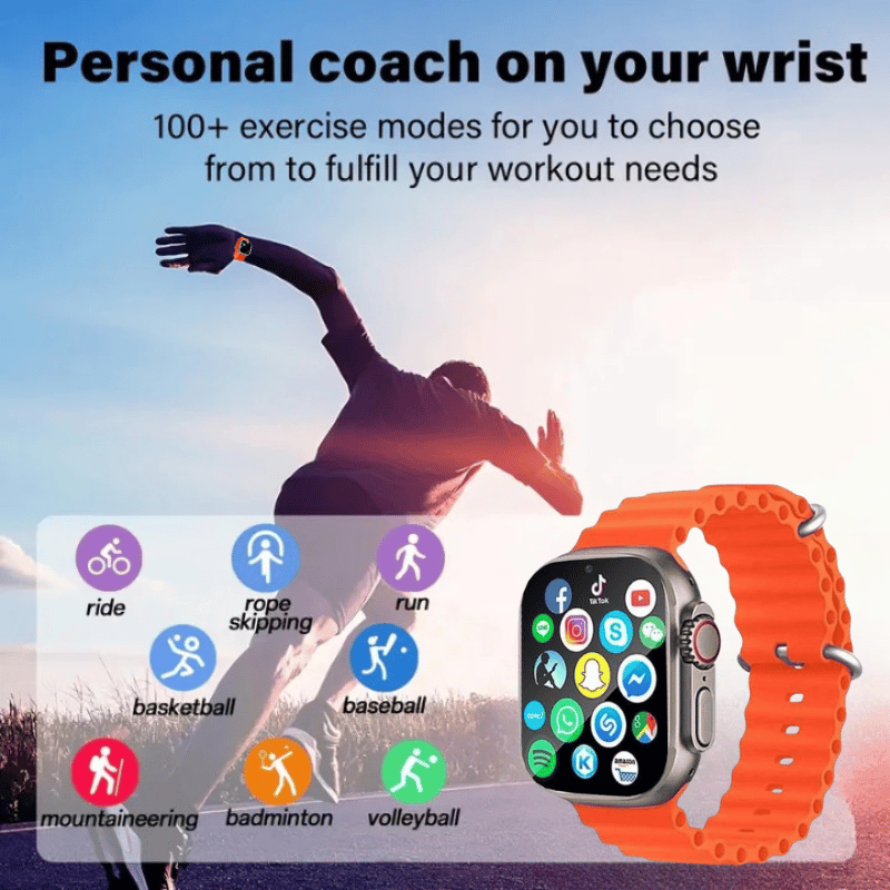 Advanced Smartwatch with Bluetooth Calling, Fitness Tracking & Vibrant Orange Strap