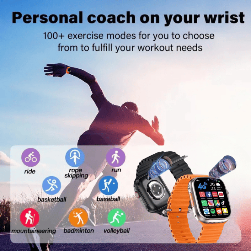Smartwatch with Orange Strap & App Suite